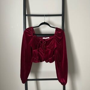 Elegant Red Velvet Women's Top